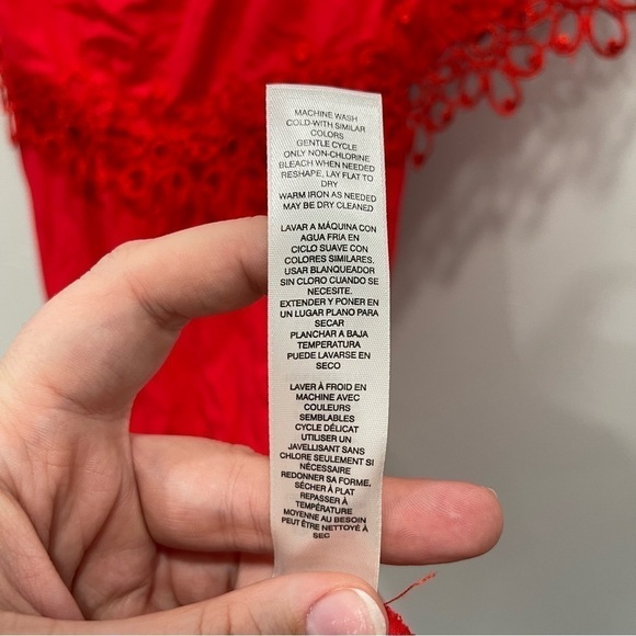 Chico’s Embroidered Hem Off The Shoulder Dress in Red Size 0 - Picture 8 of 12